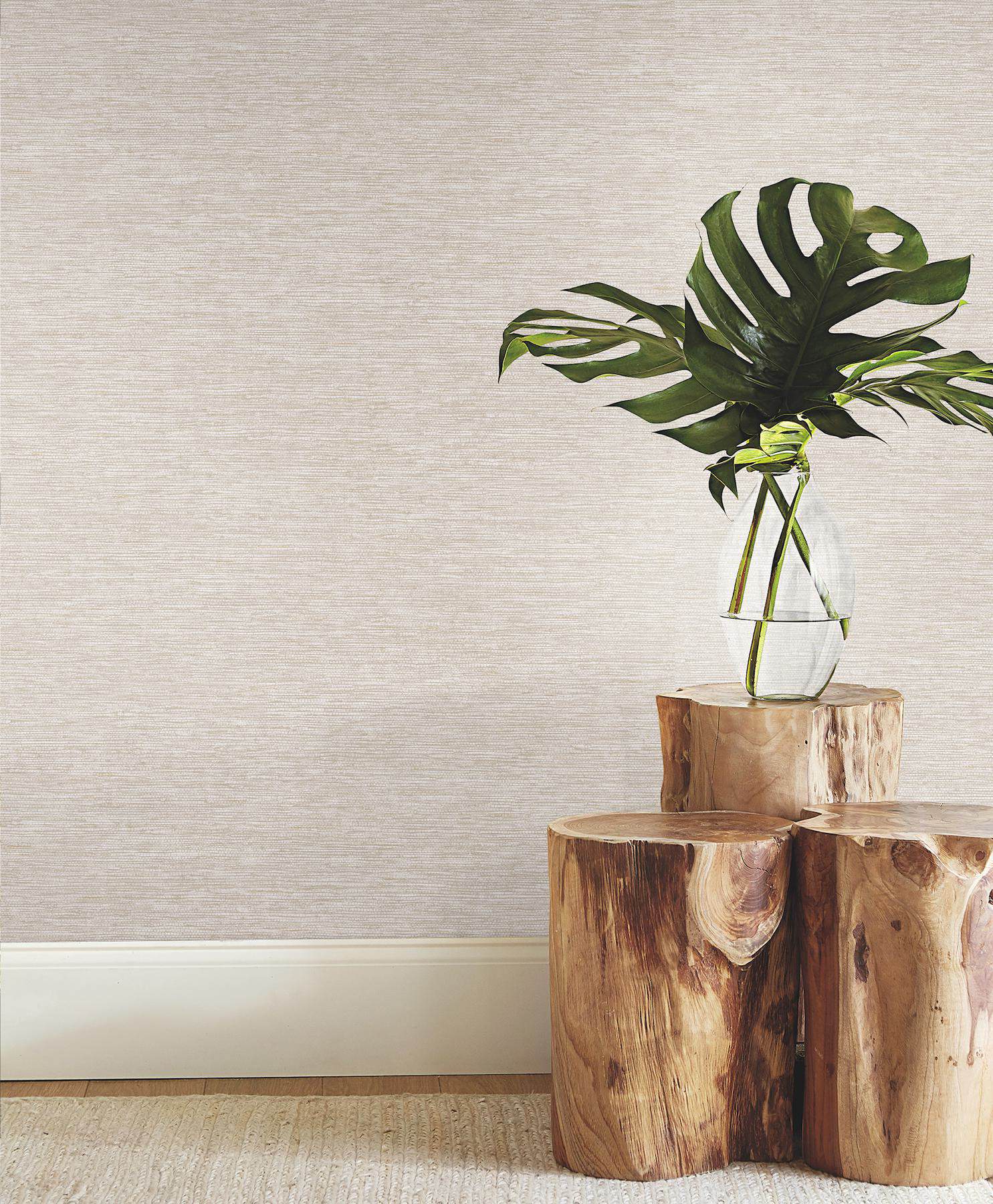 Mae Beige Faux Grasscloth Wallpaper