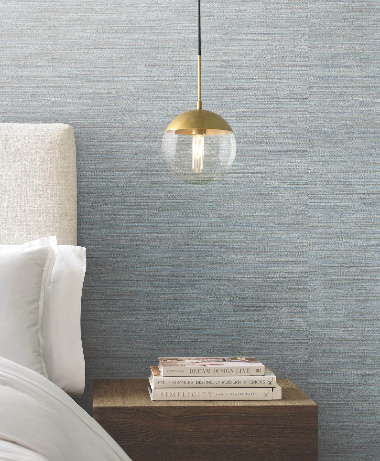 Nira Light Blue Fabric Weave Wallpaper