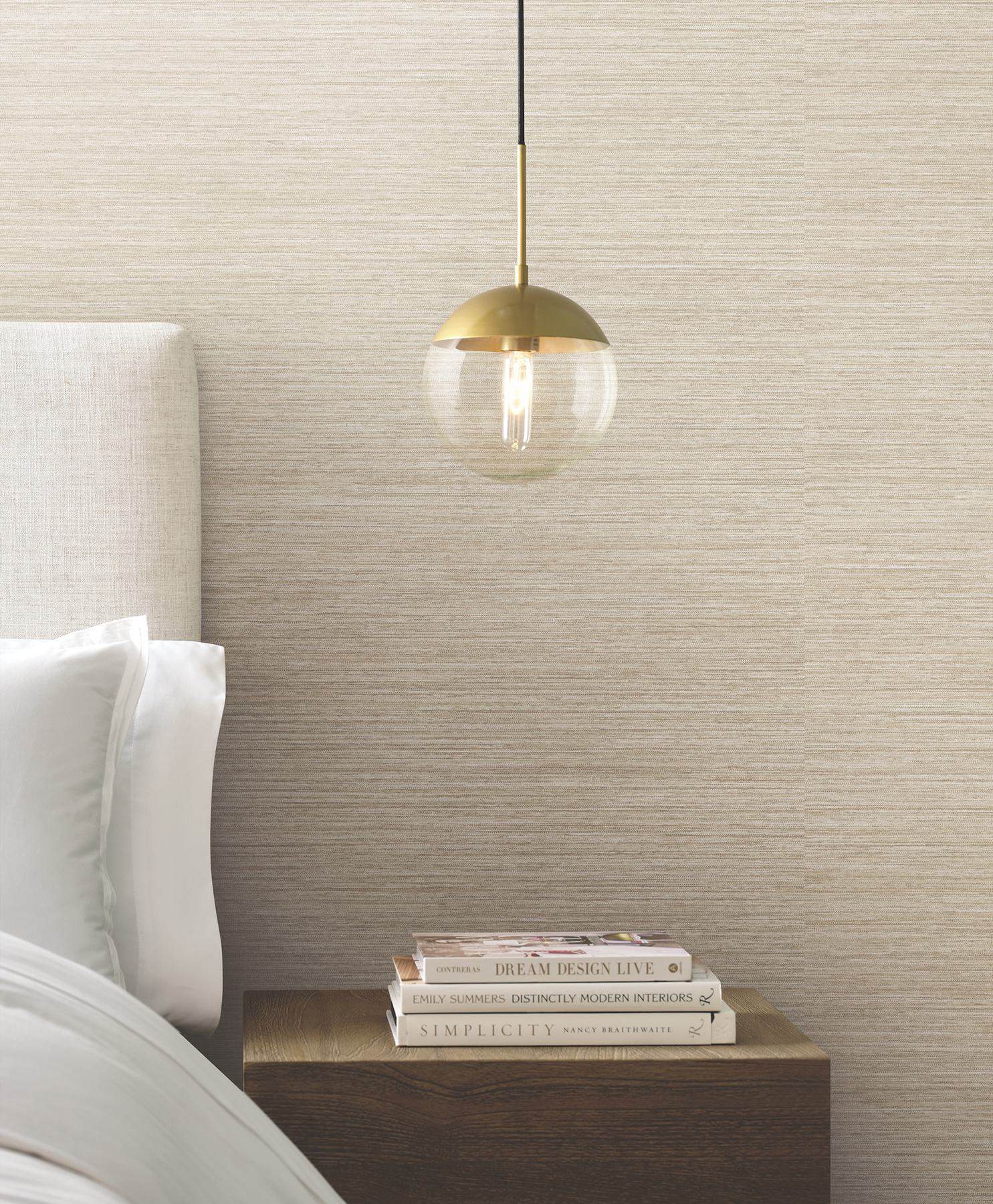 Nira Light Brown Fabric Weave Wallpaper