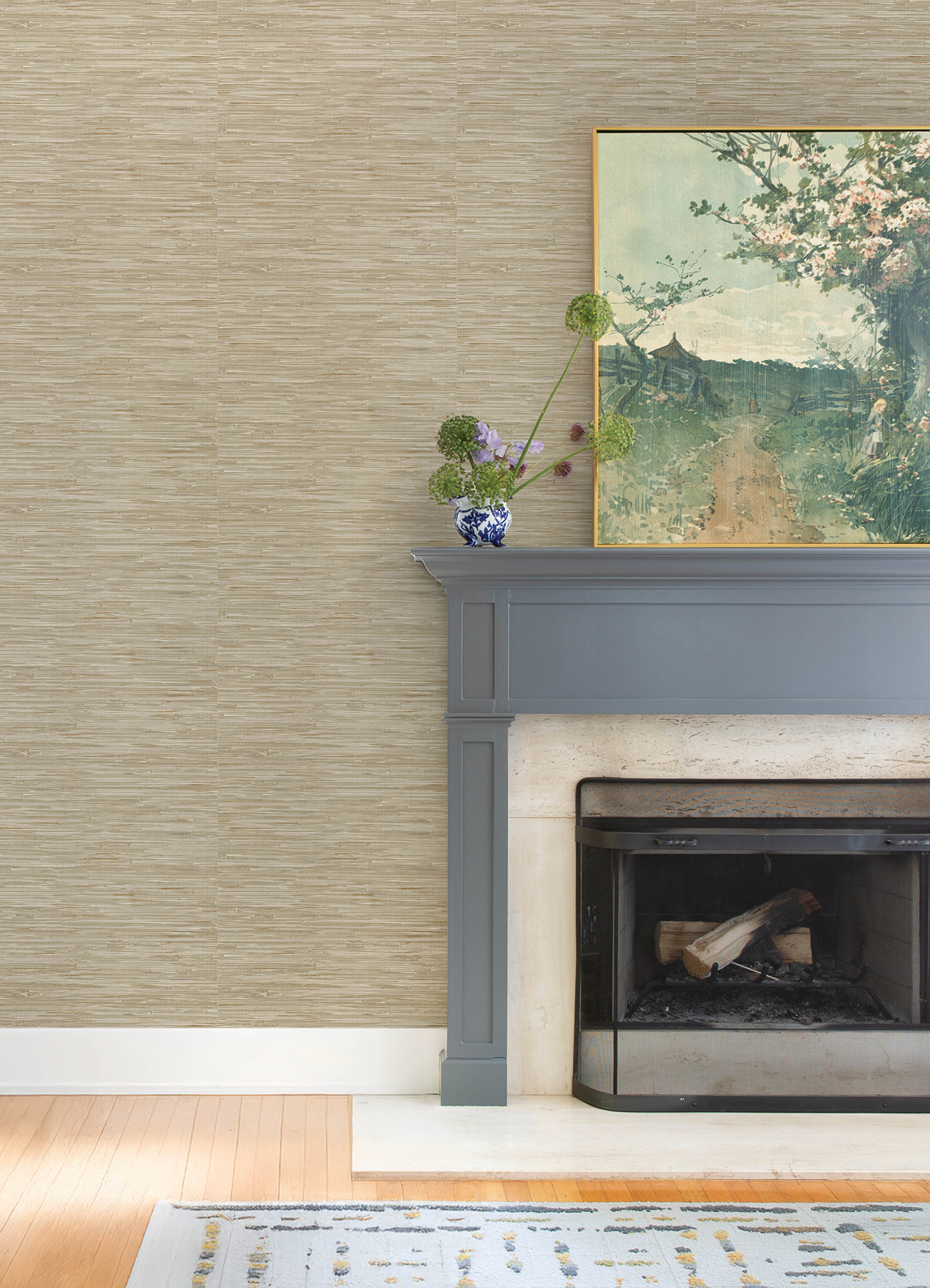 Exhale Light Brown Woven Faux Grasscloth Wallpaper
