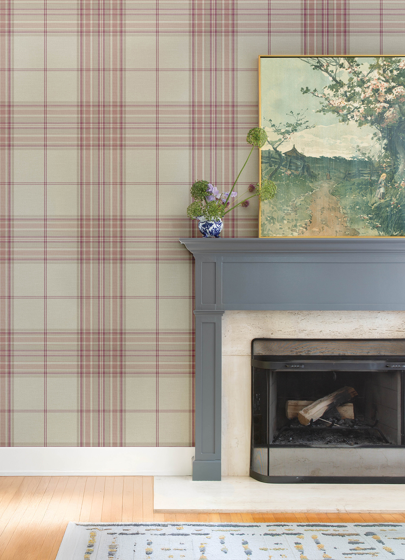 Westley Magenta Plaid Wallpaper