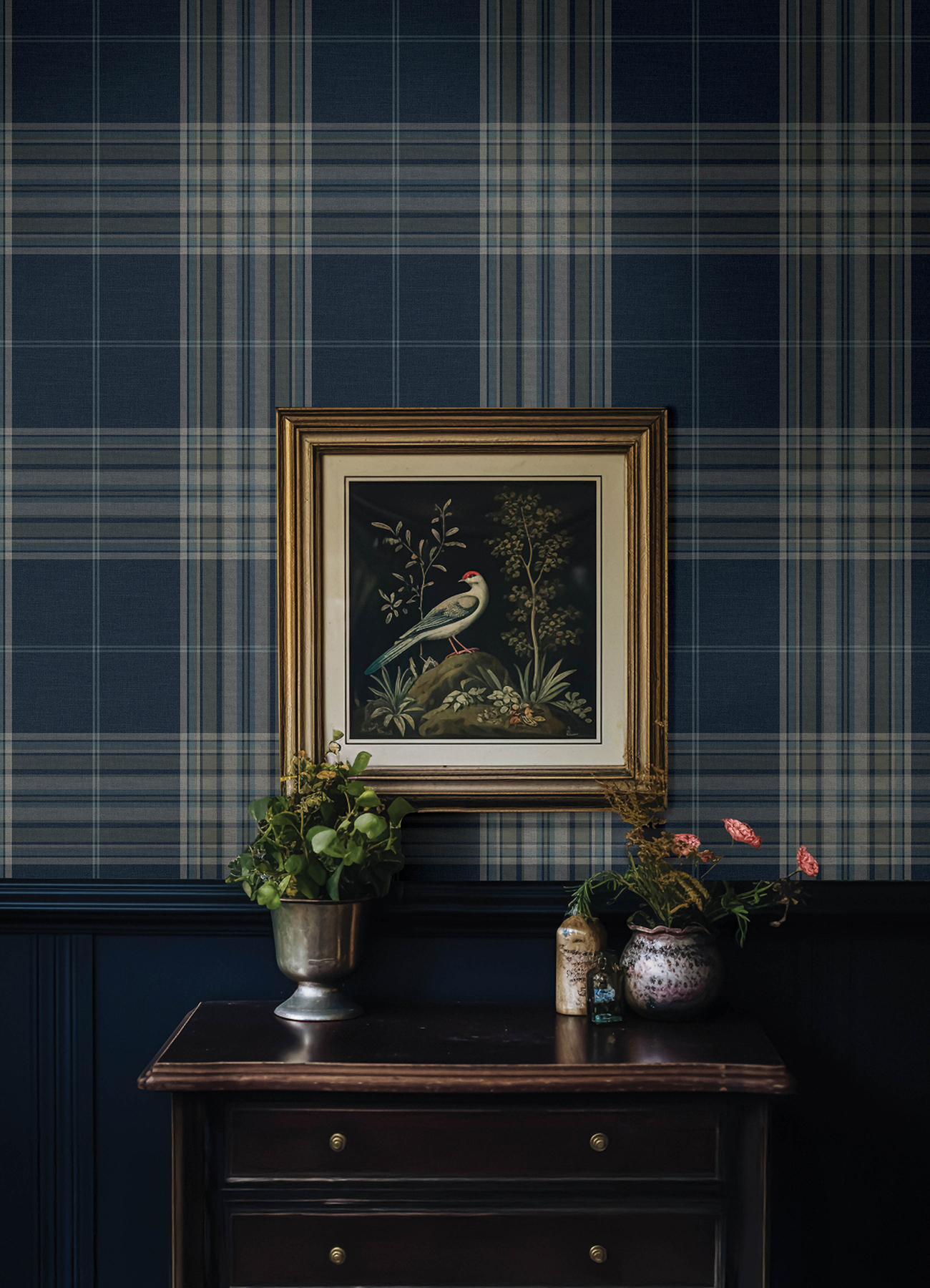 Westley Navy Plaid Wallpaper
