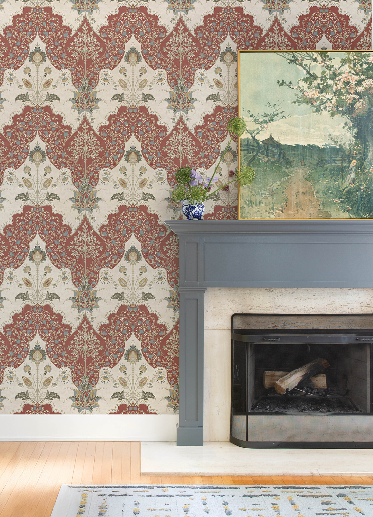 Auden Ruby Floral Grandeur Wallpaper
