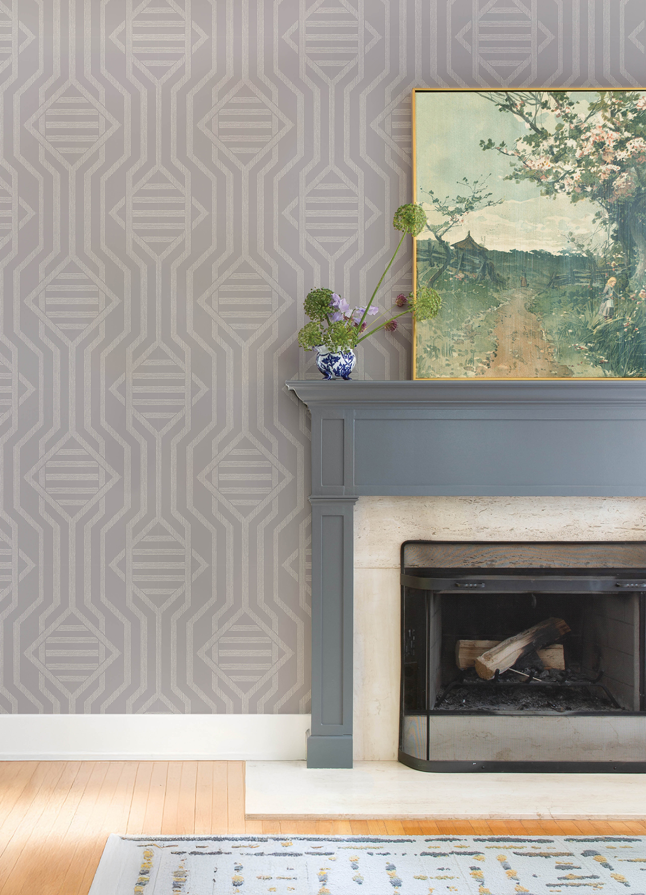 Essex Light Grey Geometric Wallpaper