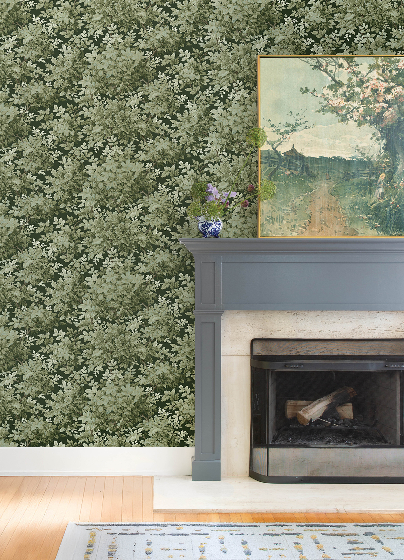 Greenwood Dark Green Deciduous Wallpaper