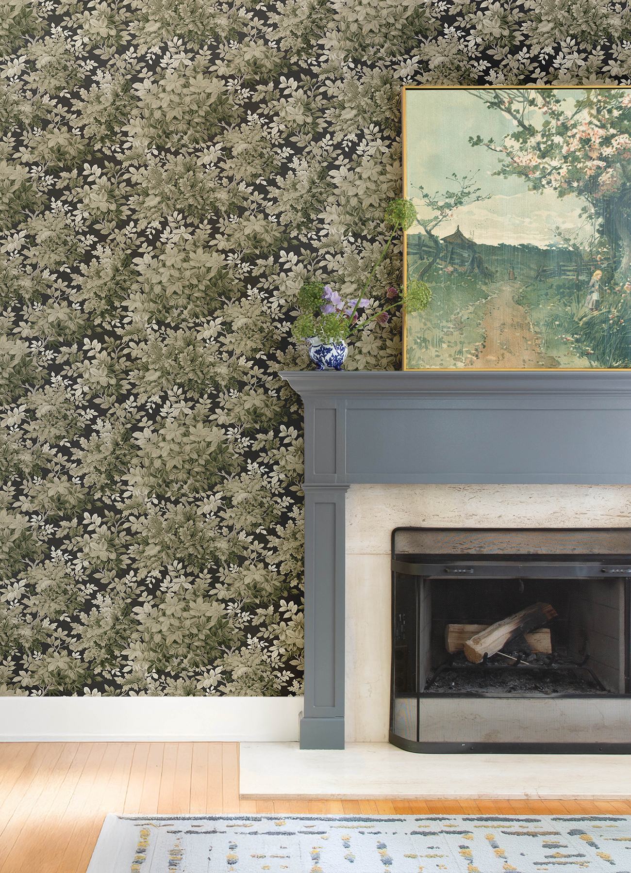 Greenwood Black Deciduous Wallpaper