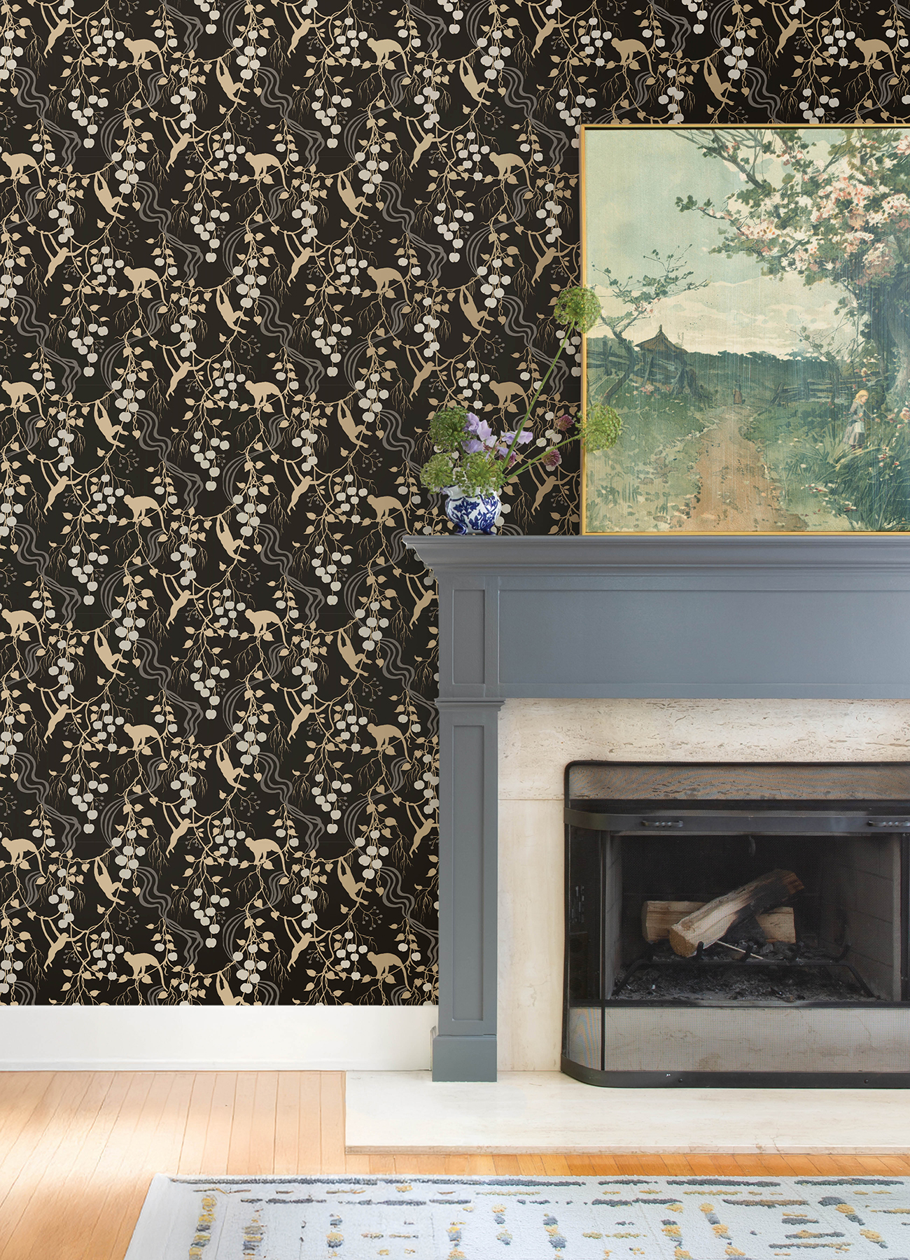 Linden Black Jungle Canopy Wallpaper