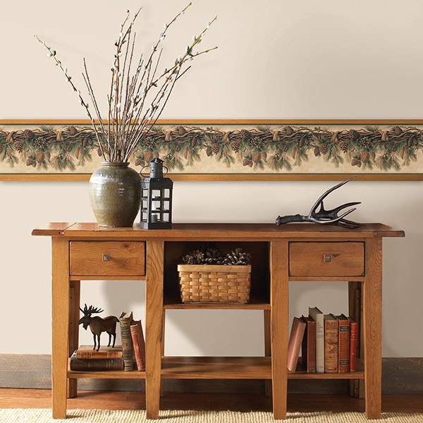 Coulter Olive Pinecone Forest Border