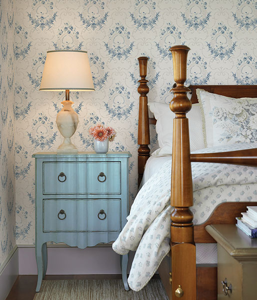 Georgiana Navy Tearose Wallpaper