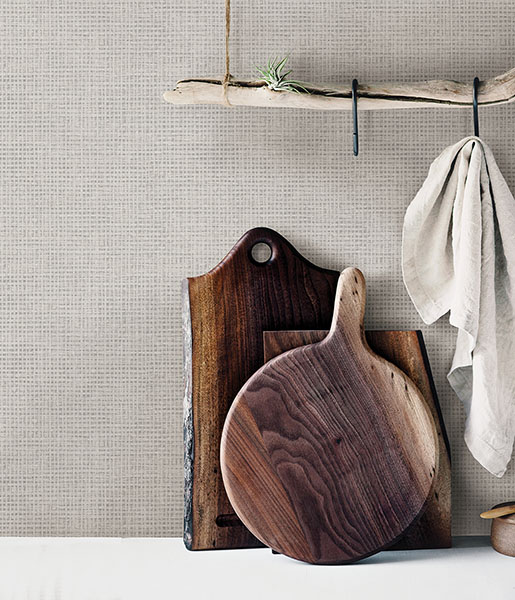 Nimmie Light Grey Basketweave Wallpaper