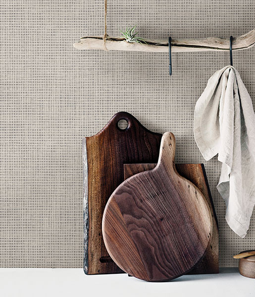 Nimmie Grey Basketweave Wallpaper