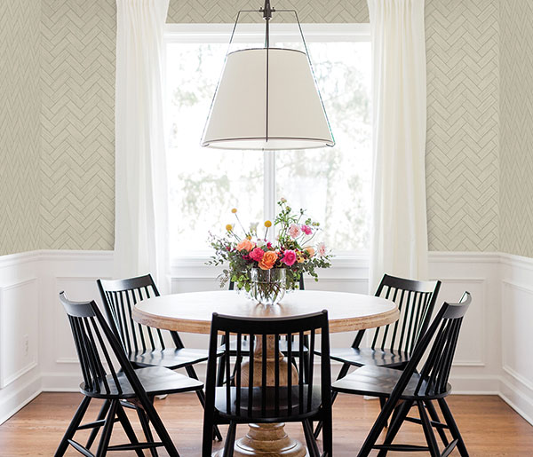 Kaliko Green Wood Herringbone Wallpaper