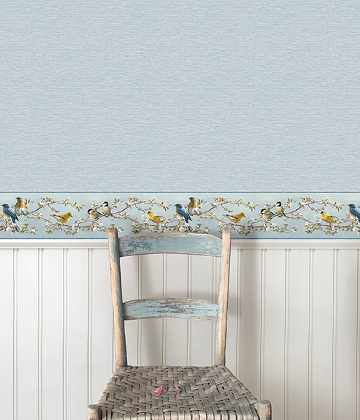 Gump Light Blue Faux Grasscloth Wallpaper