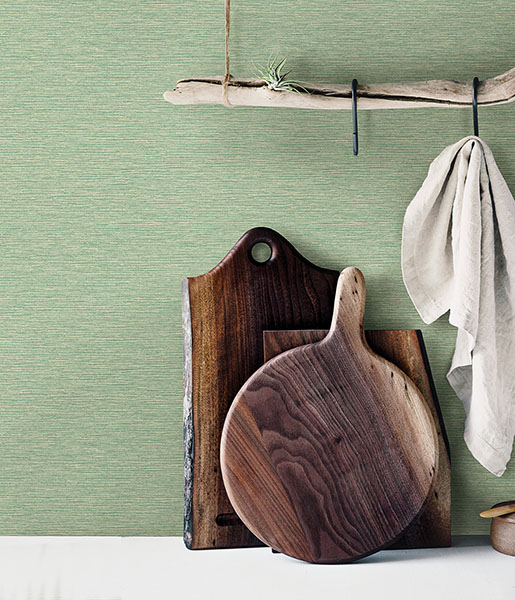 Gump Green Faux Grasscloth Wallpaper
