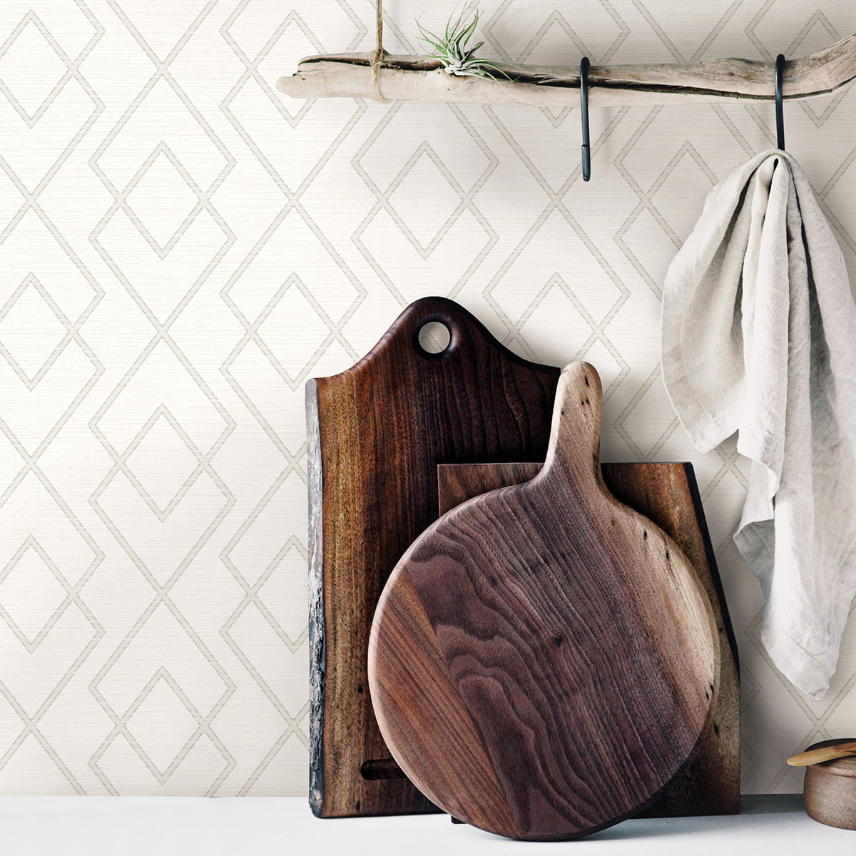 Blaze Taupe Trellis Wallpaper