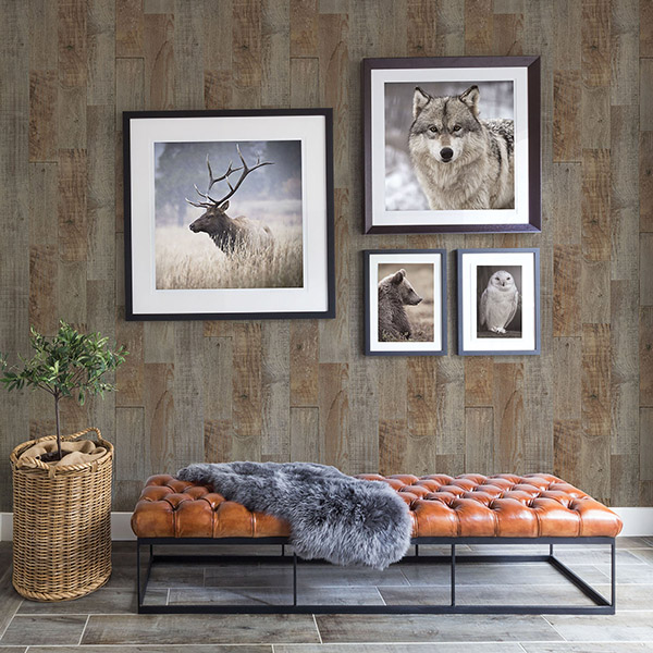 Chebacco Brown Wooden Planks Wallpaper