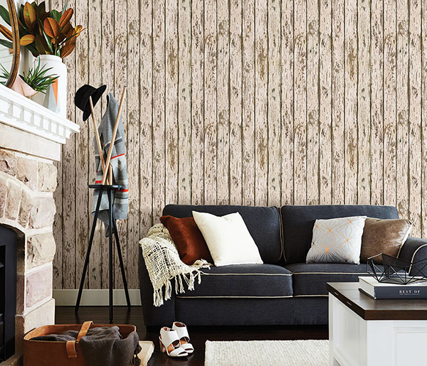 Harley Khaki Weathered Wood Wallpaper