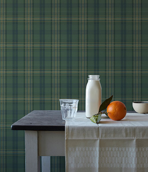 Austin Green Plaid Wallpaper