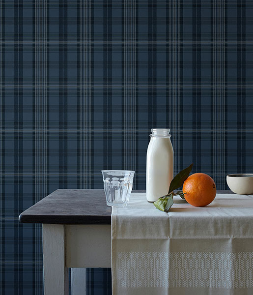 Austin Navy Plaid Wallpaper