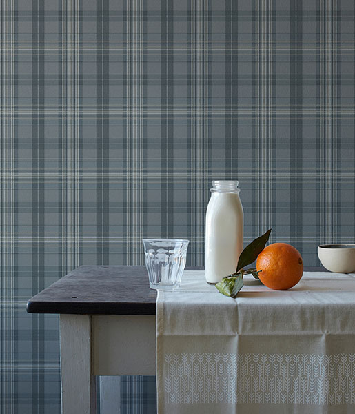 Austin Slate Plaid Wallpaper