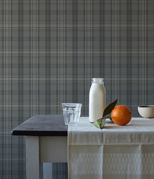 Austin Charcoal Austin Plaid Wallpaper