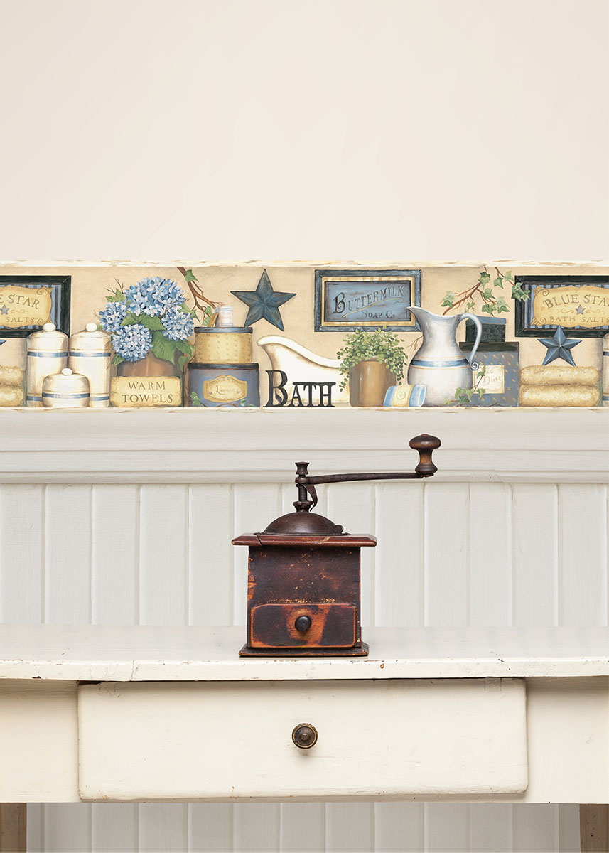Martha Blue Country Bath Border