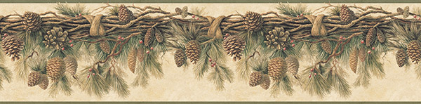 Coulter Olive Pinecone Forest Border