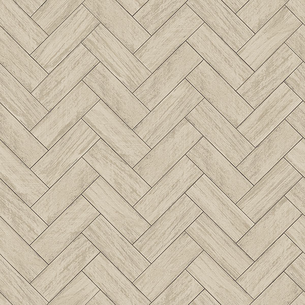 Kaliko Taupe Wood Herringbone Wallpaper