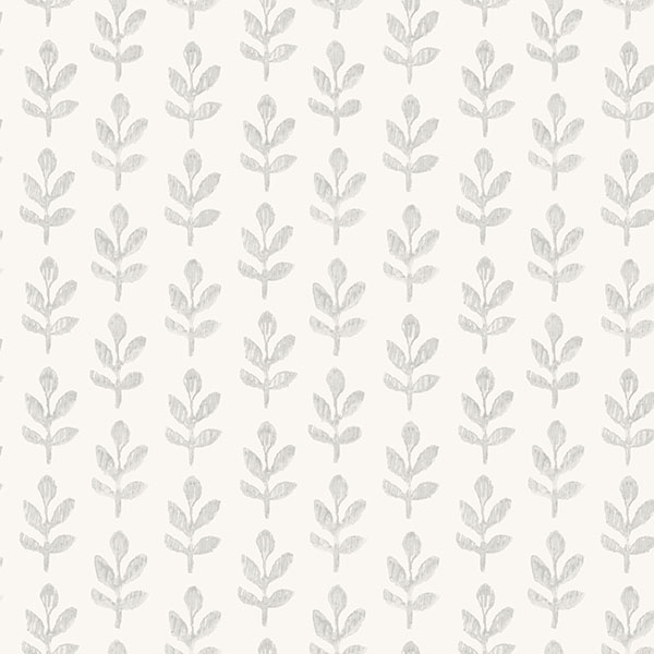 Whiskers Light Grey Leaf Wallpaper