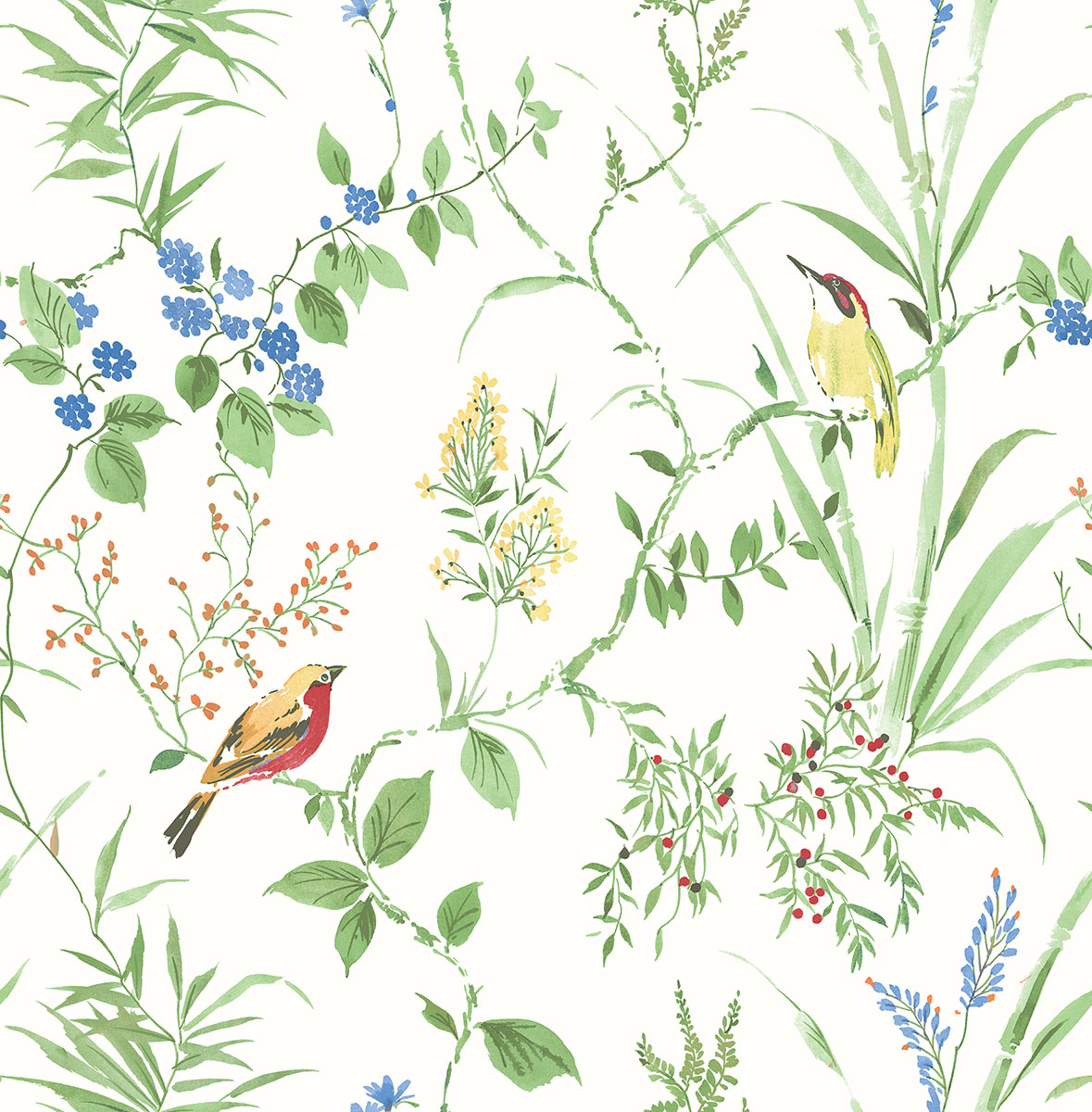 Imperial Garden Multicolor Botanical Wallpaper