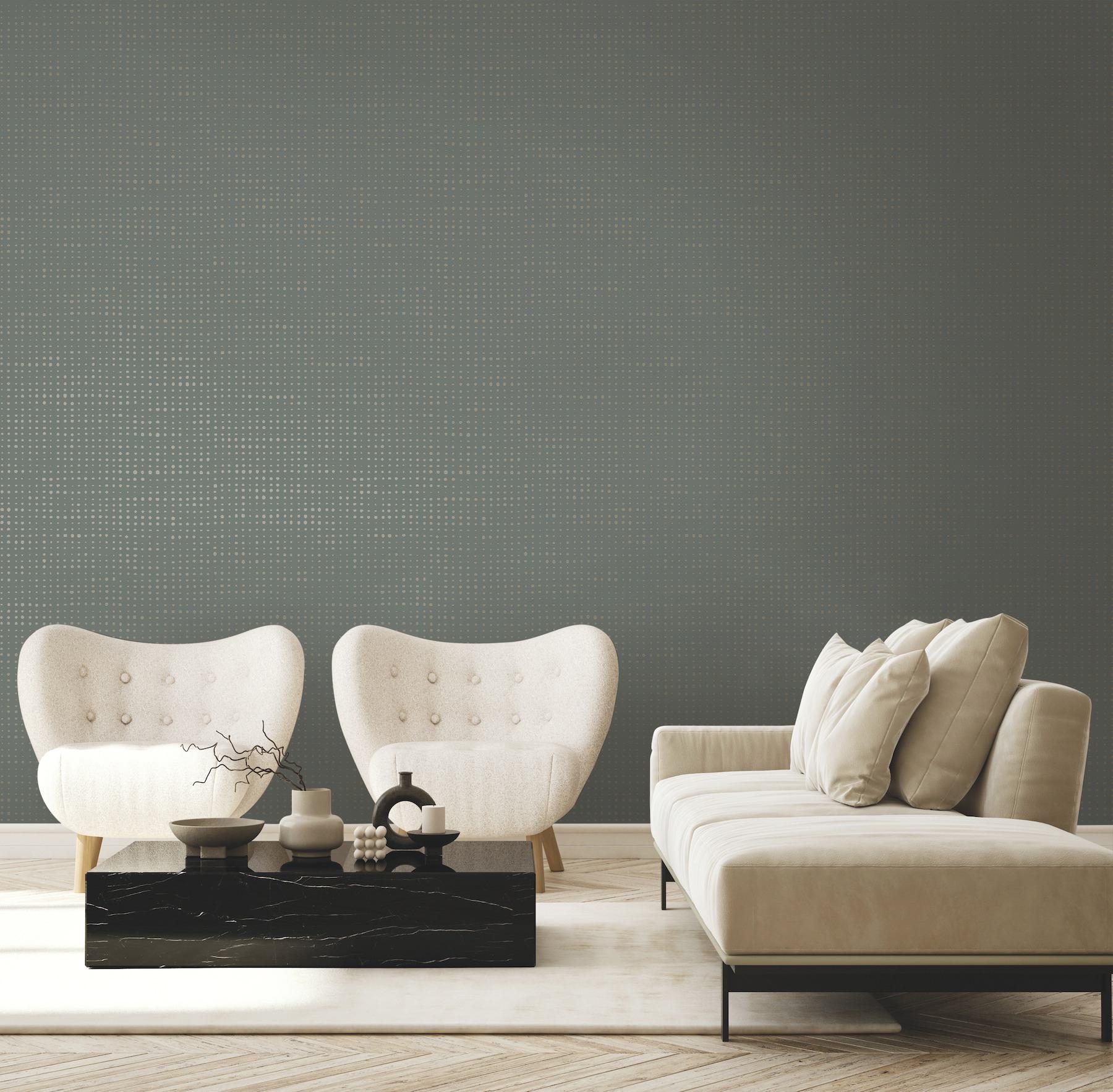 Brielle Pewter Polka Dot Wallpaper