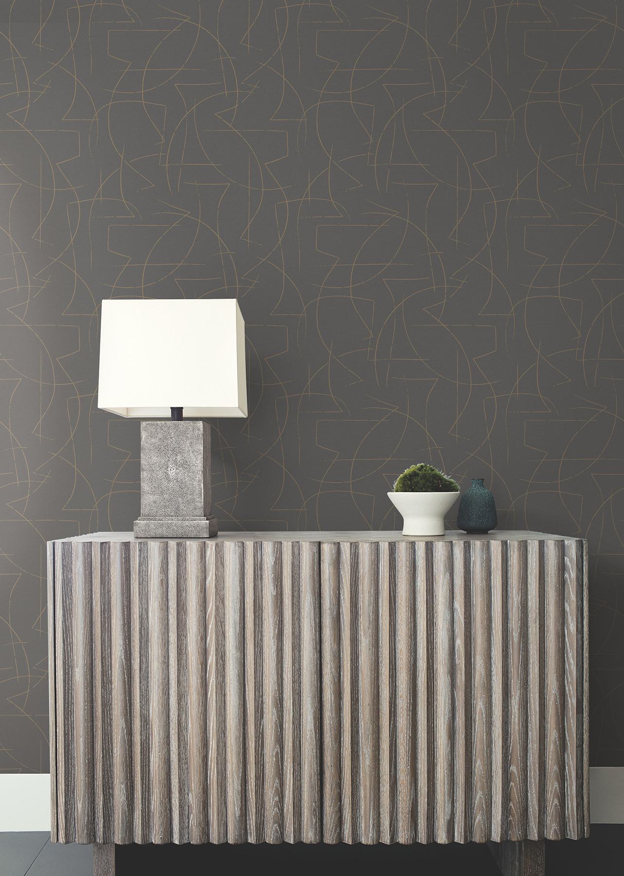 Enzo Pewter Abstract Wallpaper