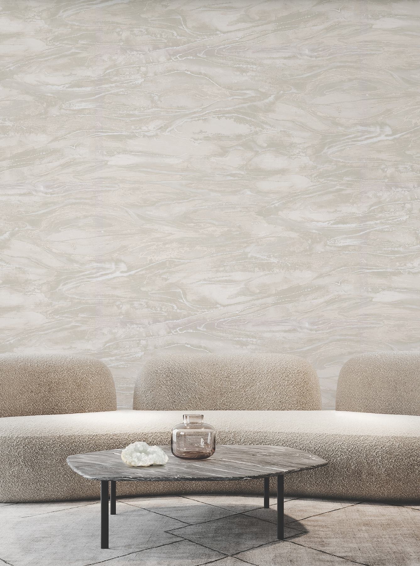 Nyla Neutral Metallic Scribble Wallpaper