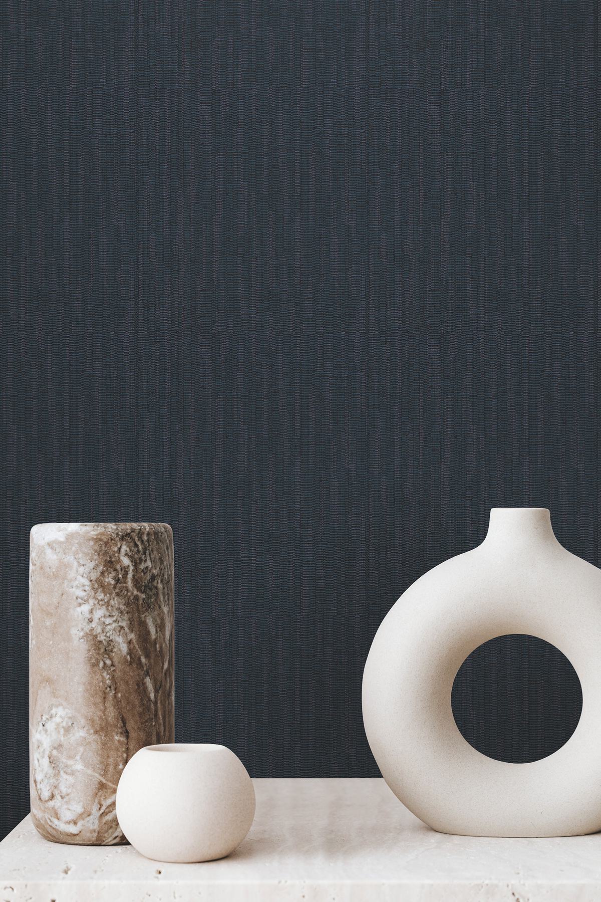 Orson Navy Ribbed Wallpaper
