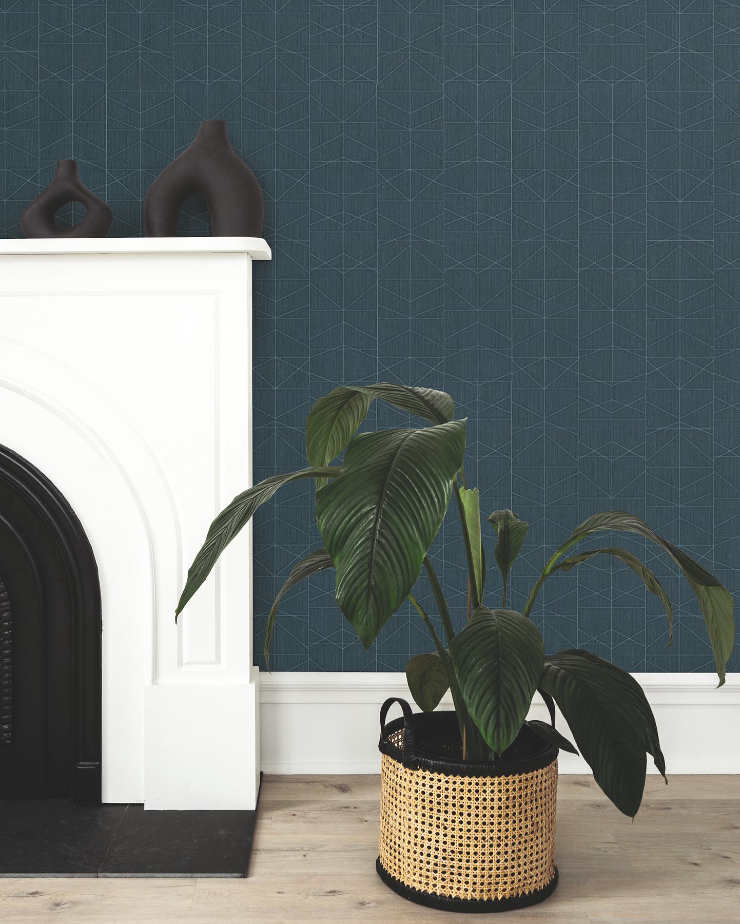 Braxton Teal Geometric Wallpaper