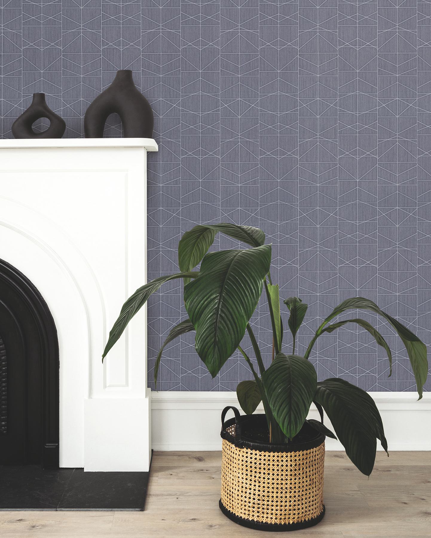 Braxton Blue Geometric Wallpaper