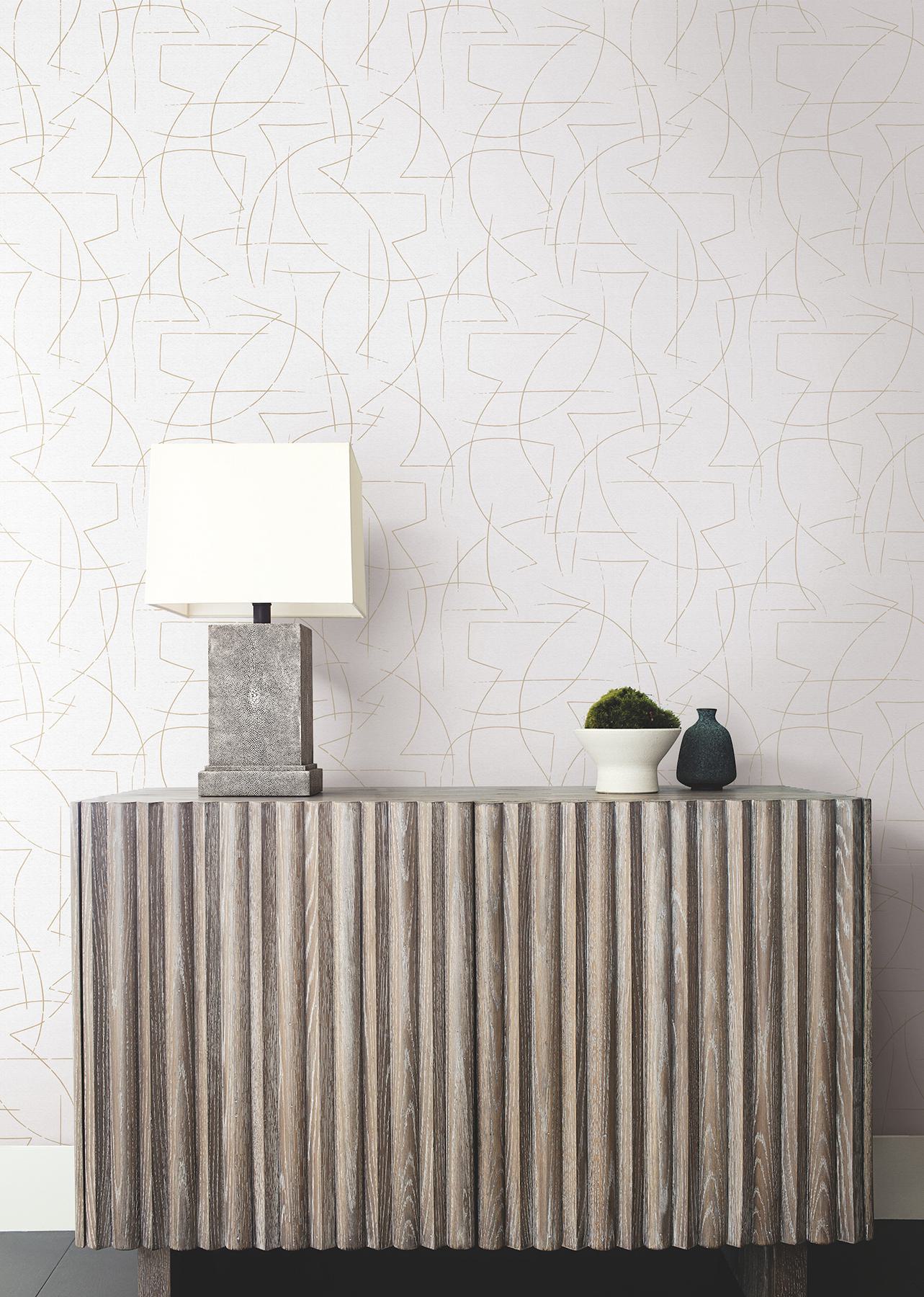 Enzo Ivory Abstract Wallpaper