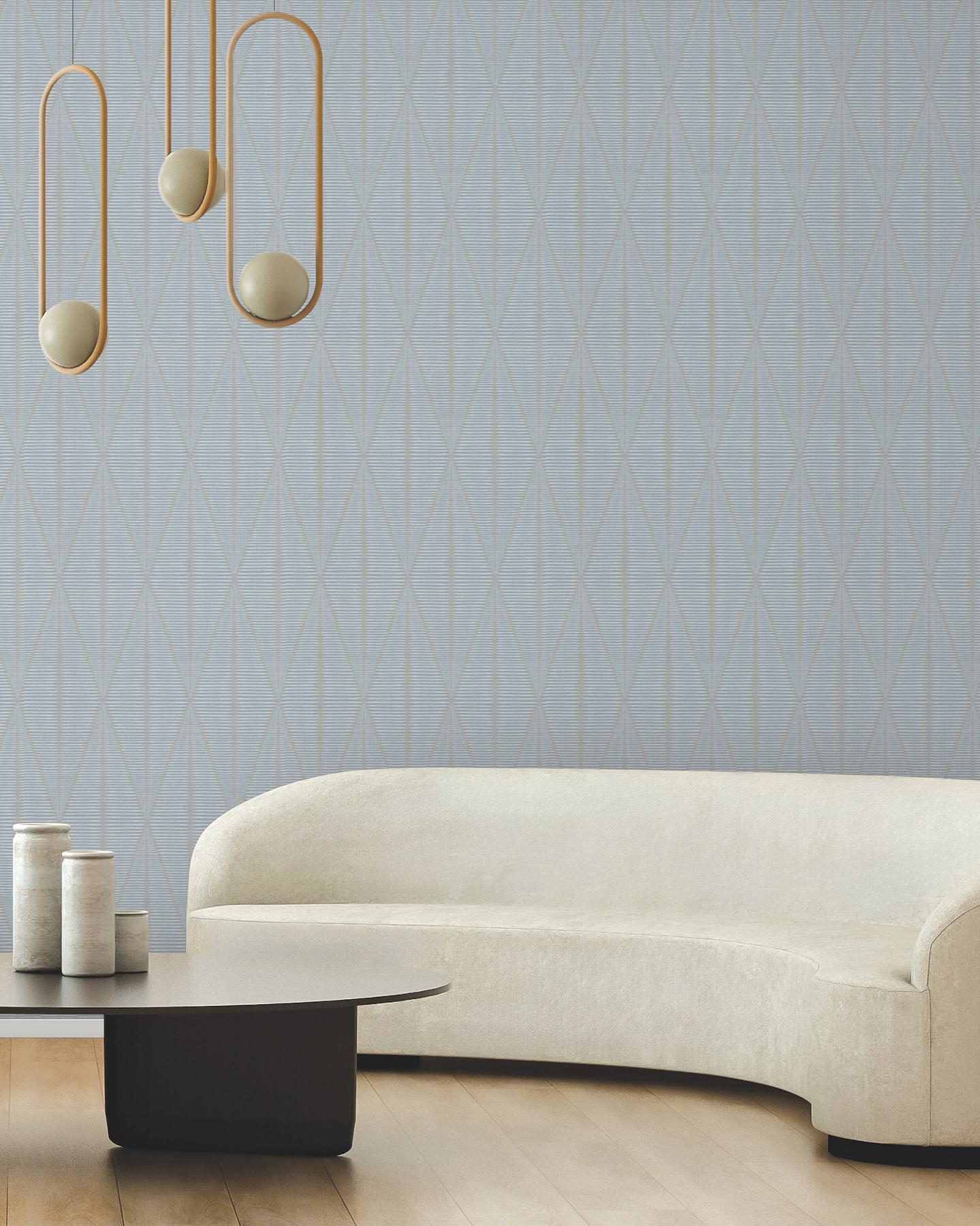 Rocco Light Blue Diamond Wallpaper