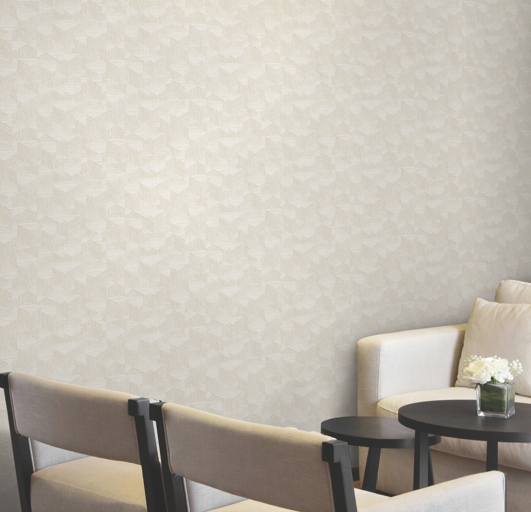 Naila Ivory Geo Weave Wallpaper