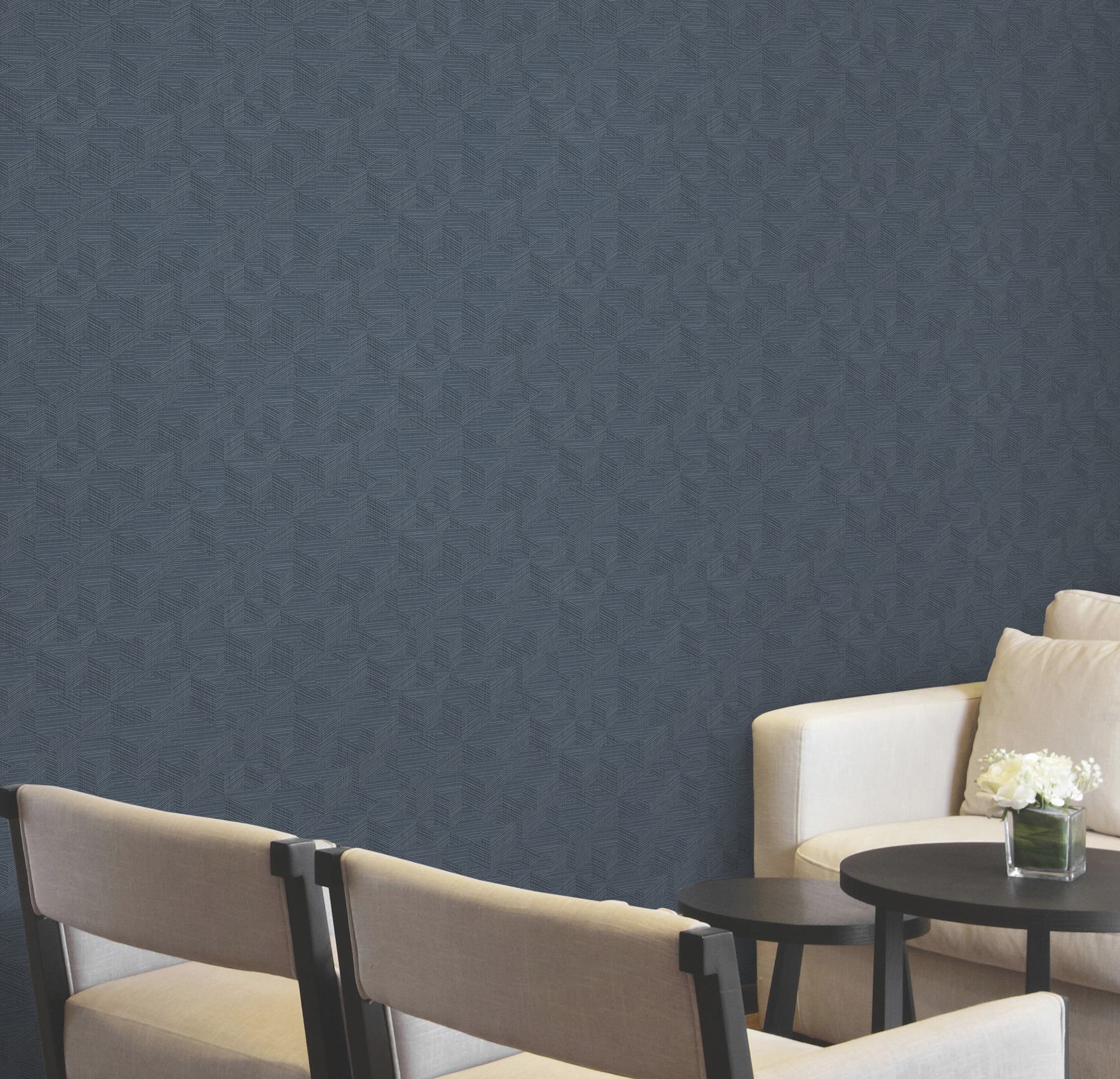 Naila Indigo Geo Weave Wallpaper