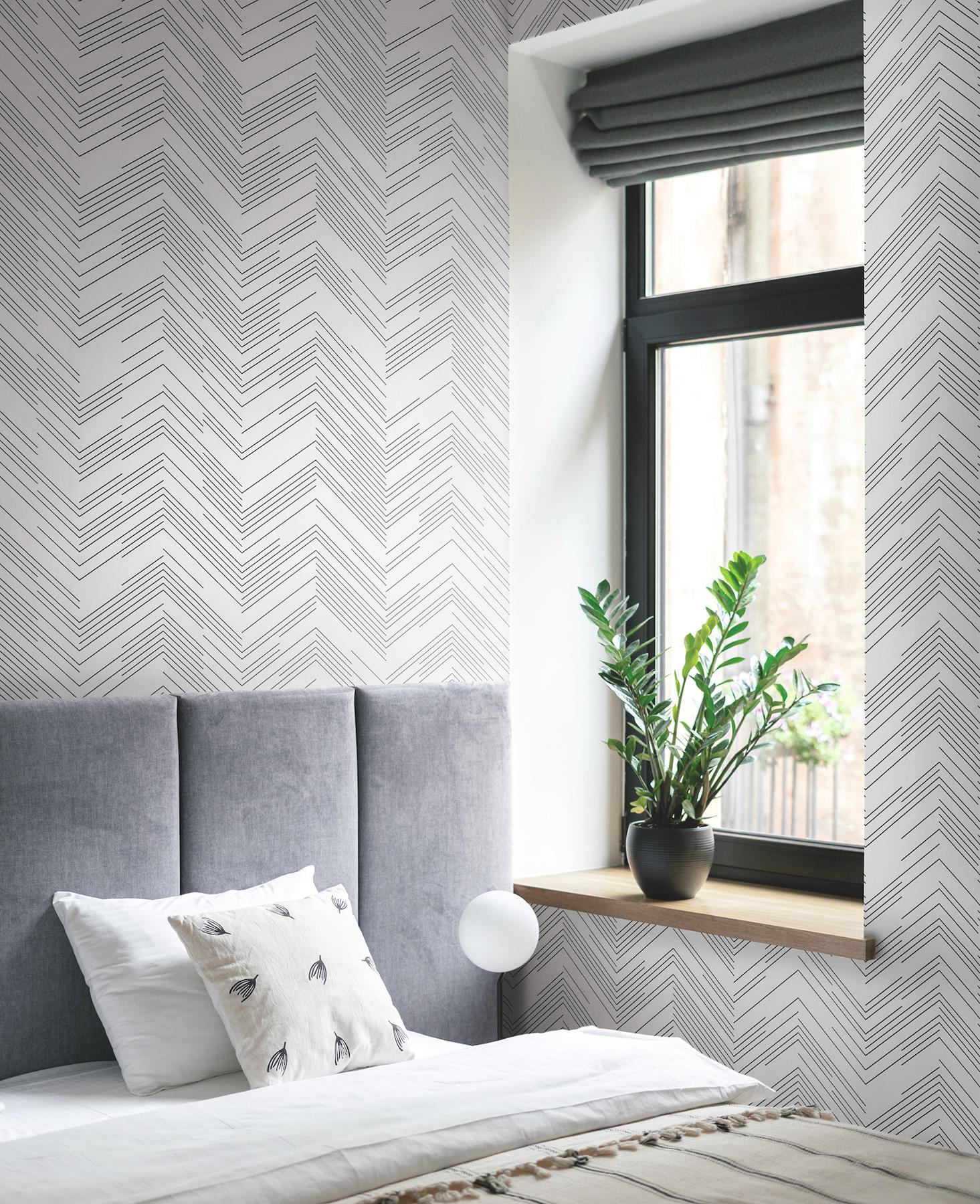 Kian Charcoal Modern Chevron Wallpaper