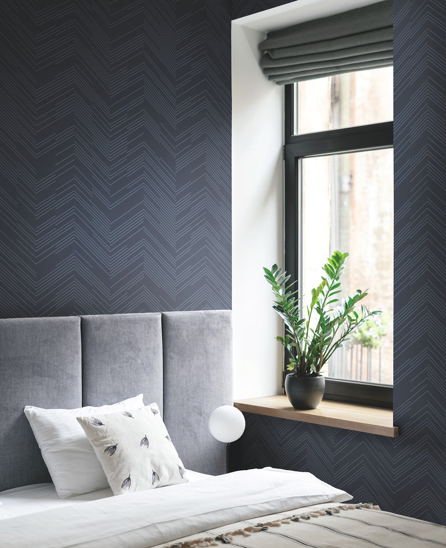 Kian Indigo Modern Chevron Wallpaper