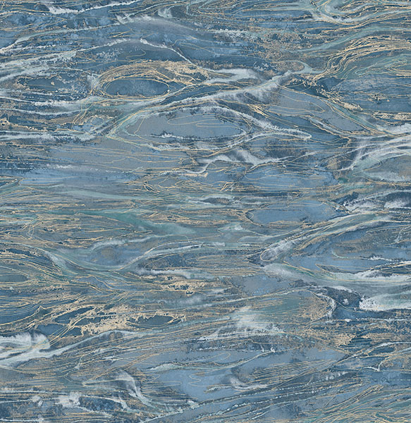 Nyla Indigo Metallic Scribble Wallpaper