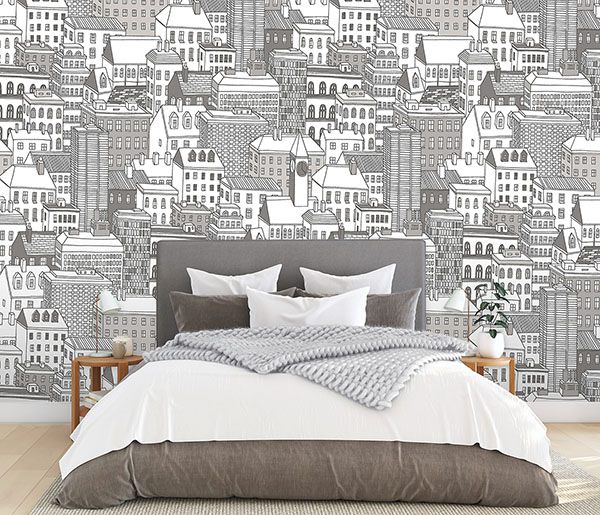 City Views Dove Grey Wall Mural
