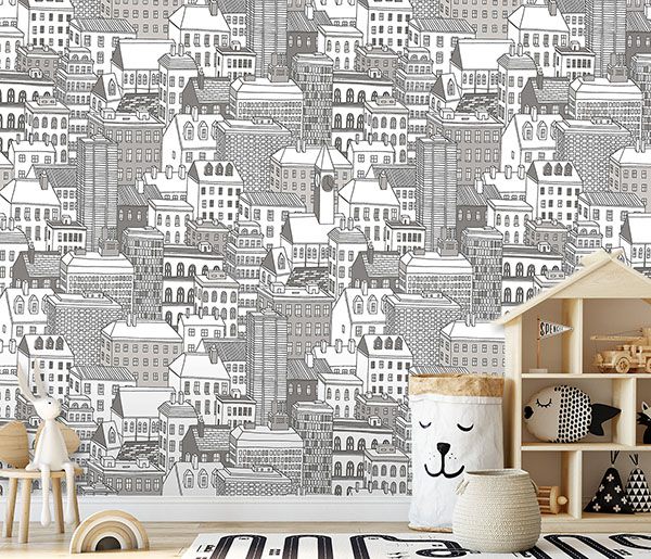 City Views Dove Grey Wall Mural