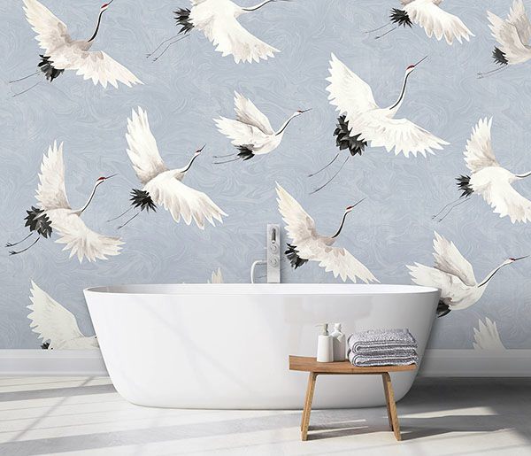 Crane You Later Ocean Blue Wall Mural