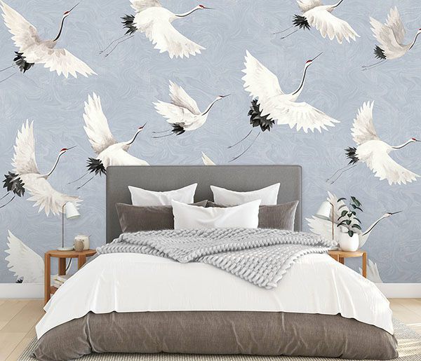 Crane You Later Ocean Blue Wall Mural