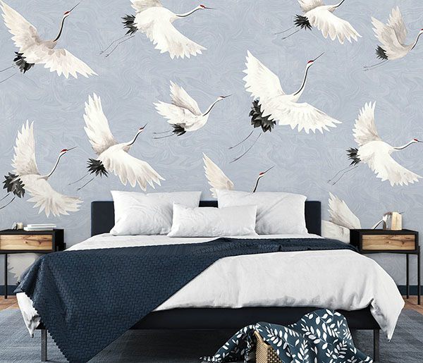 Crane You Later Ocean Blue Wall Mural