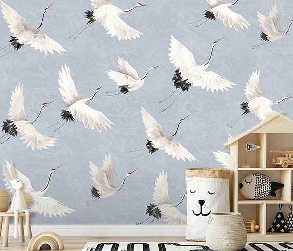 Crane You Later Ocean Blue Wall Mural