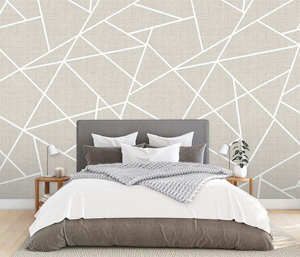 Modern Lines White on Dove Grey Wall Mural